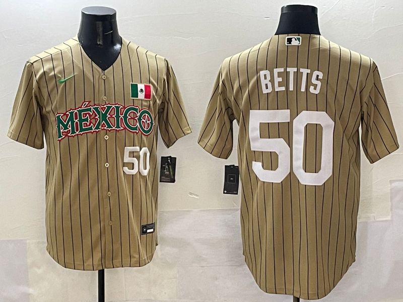 Men Mexico #50 Betts Brown Stripe Joint Name 2025 Nike MLB Jersey style 3->more jerseys->MLB Jersey
